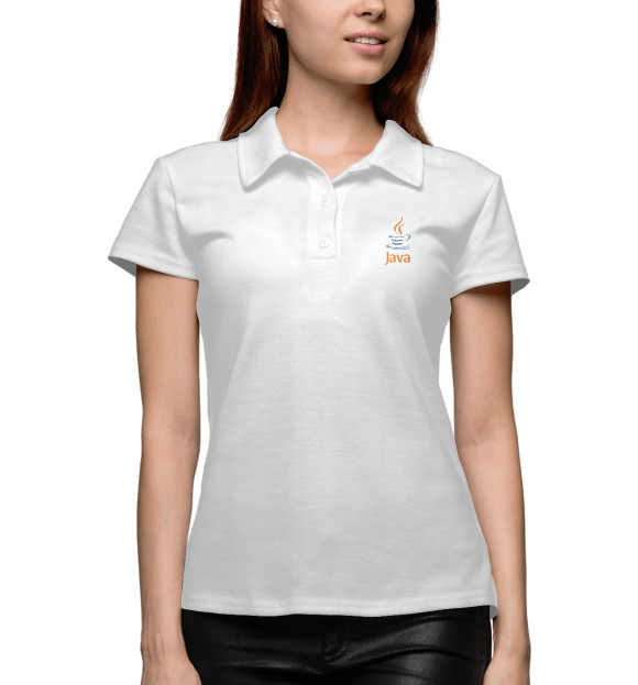 Женское поло с изображением Java Logo цвета Белый
