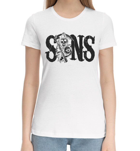 Женская хлопковая футболка с изображением Sons of Anarchy цвета Белый