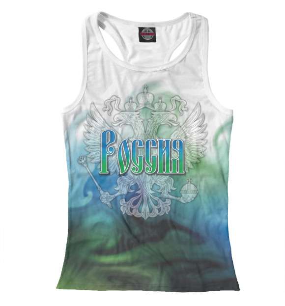 Женская майка-борцовка с изображением Россия цвета Белый