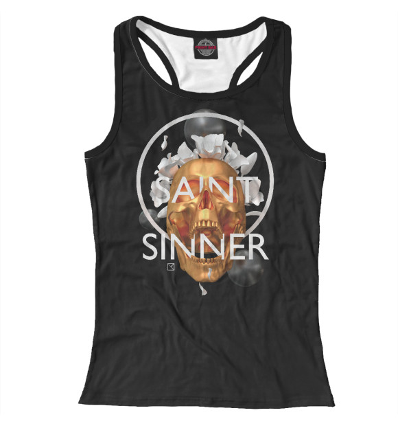 Женская майка-борцовка с изображением Saint Sinner цвета Белый