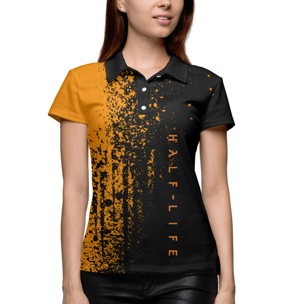 Женское поло с притом Half-Life цвета Белый Женское поло с изображением Half-Life цвета Белый