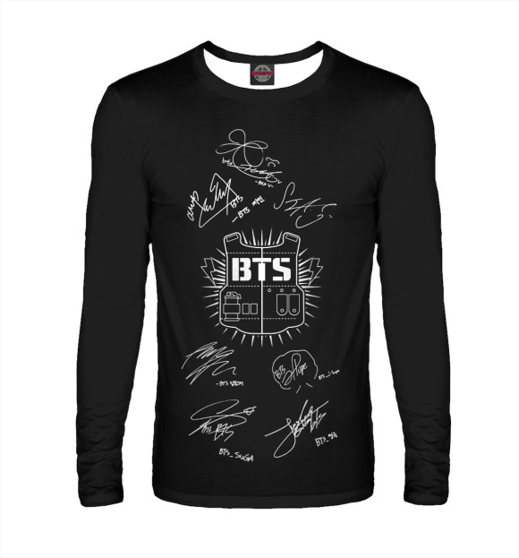 Мужской лонгслив с изображением BTS цвета Белый