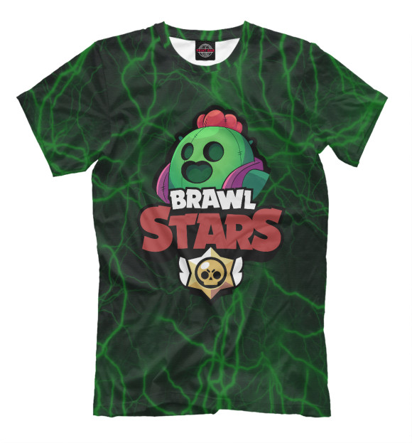 Мужская футболка с изображением Brawl Stars:Spike цвета Белый
