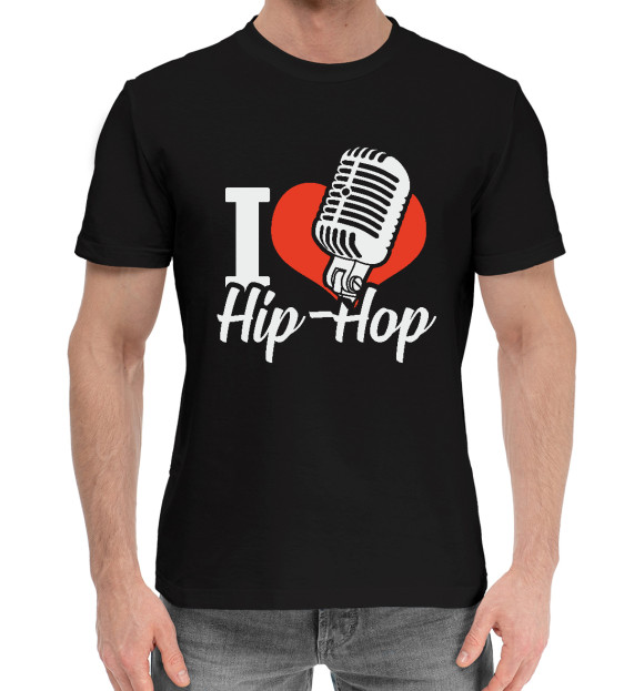 Мужская хлопковая футболка с изображением Love Hip Hop цвета Черный
