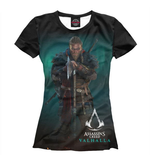 Женская футболка с изображением Assassin's Creed Valhalla цвета Белый