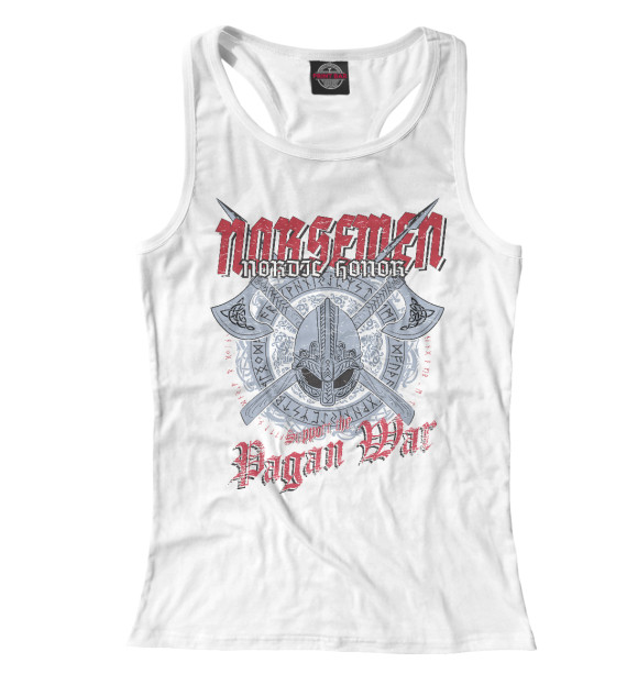 Женская майка-борцовка с изображением Северный Воин цвета Белый