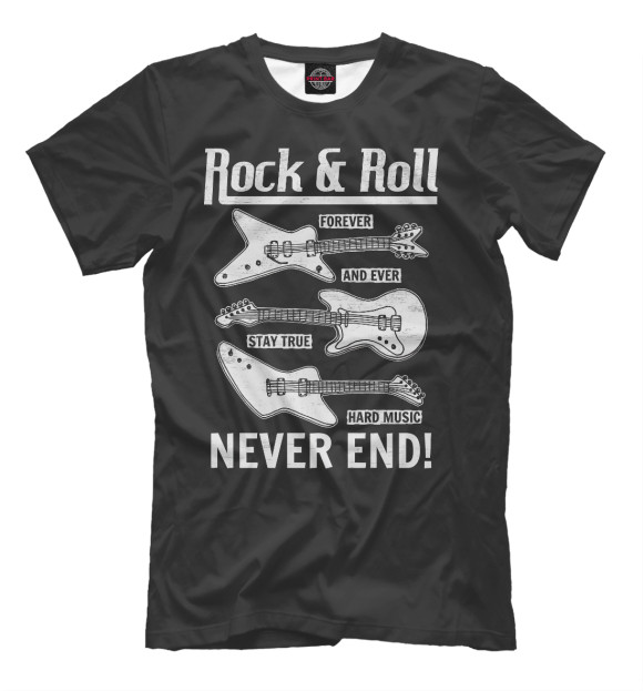 Мужская футболка с изображением Rock'n'roll цвета Белый