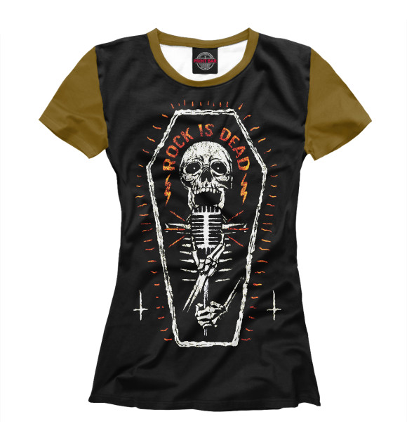 Женская футболка с изображением Rock is dead (skeleton) цвета Белый