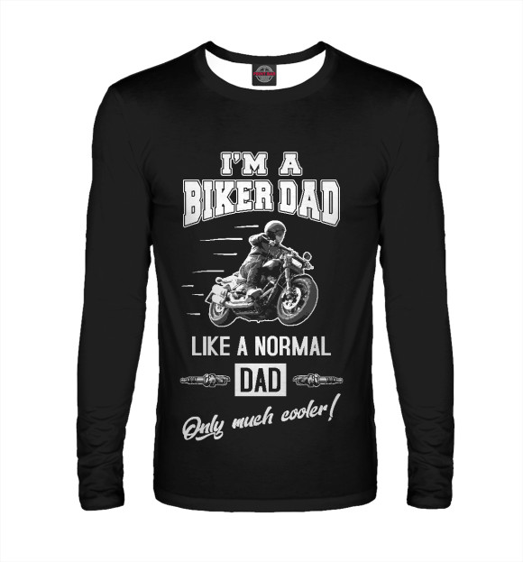 Мужской лонгслив с изображением Я байкер-отец цвета Белый
