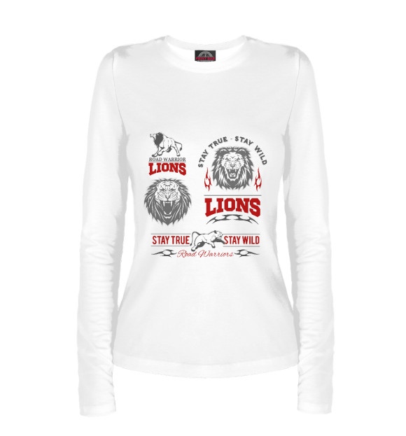 Женский лонгслив с изображением Львы цвета Белый