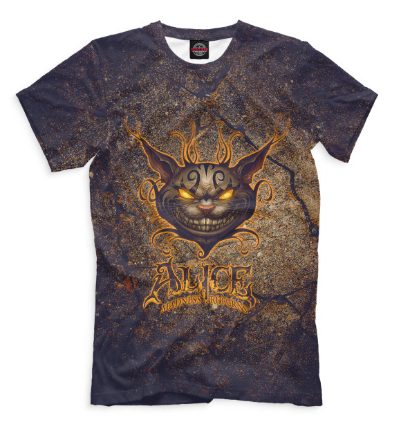 Мужская футболка с изображением Cheshire Cat цвета Молочно-белый