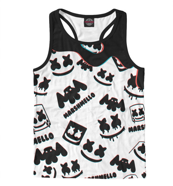 Мужская майка-борцовка с изображением Marshmello цвета Белый