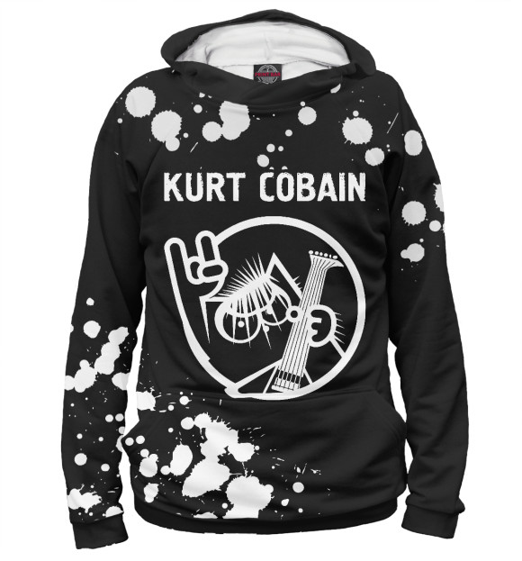 Женское худи с изображением Kurt Cobain | Кот цвета Белый
