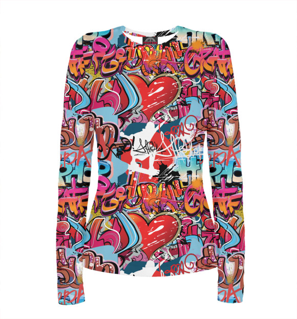 Женский лонгслив с изображением Граффити цвета Белый