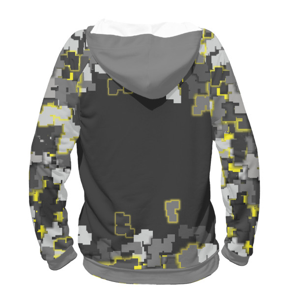 Мужское худи с изображением Автомат в пиксельном камуфляже цвета Белый