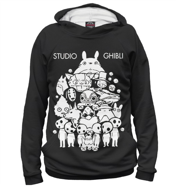 Мужское худи с изображением Студия GHIBLI цвета Белый