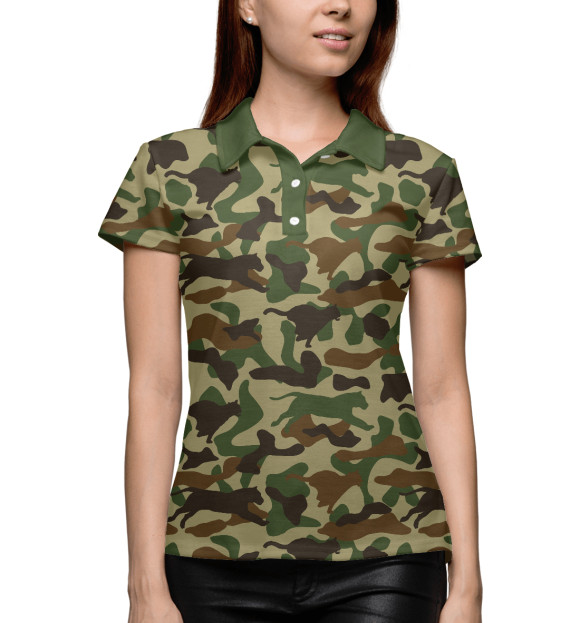 Женское поло с изображением Тигры (камуфляж) цвета Белый