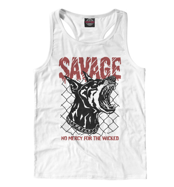 Мужская майка-борцовка с изображением SAVAGE цвета Белый