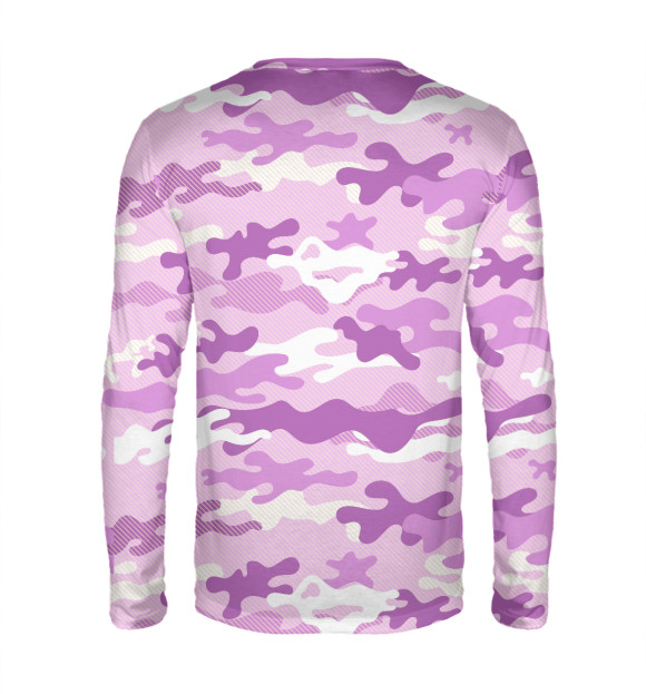 Мужской лонгслив с изображением Сиреневый камуфляж цвета Белый