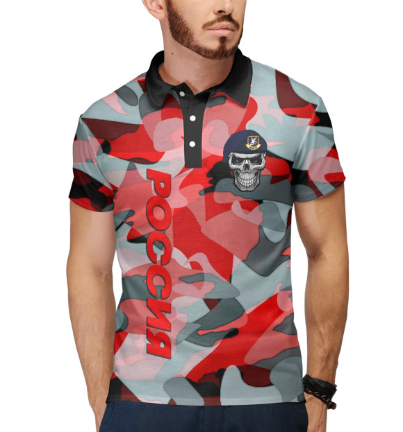 Мужское поло с изображением Армия России цвета Белый