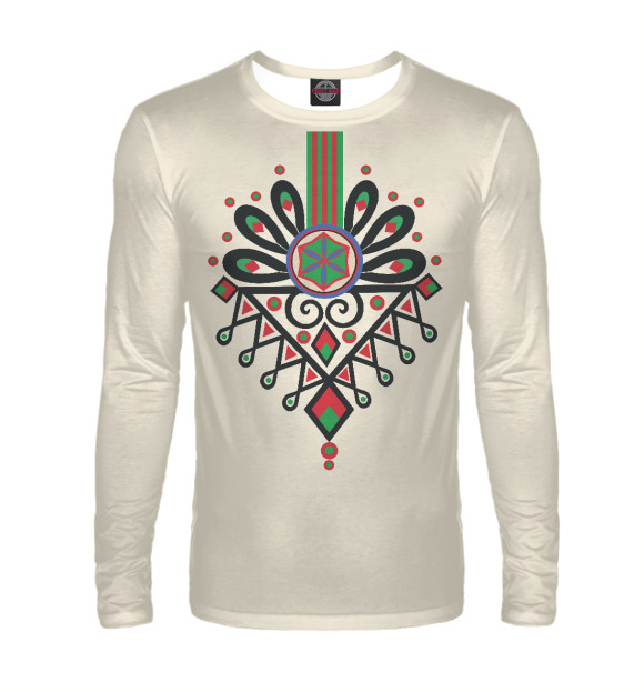 Мужской лонгслив с изображением Польский узор Парзеница цвета Белый