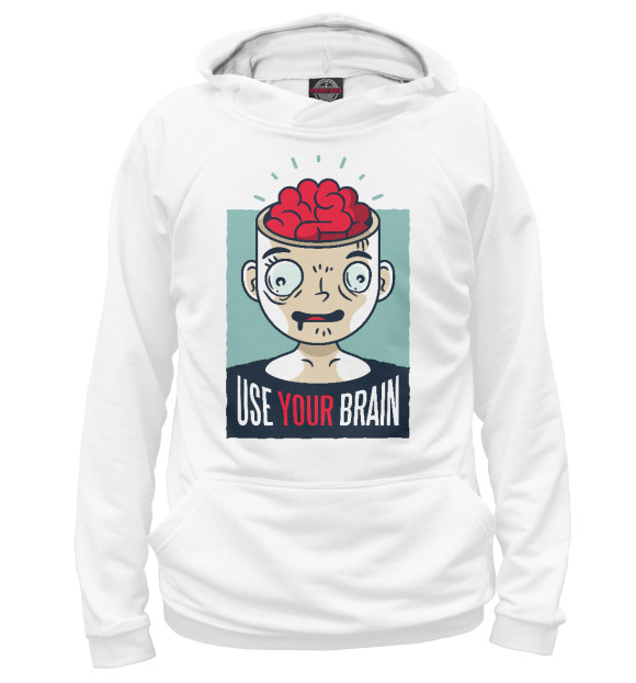 Женское худи с изображением Use your brain цвета Белый