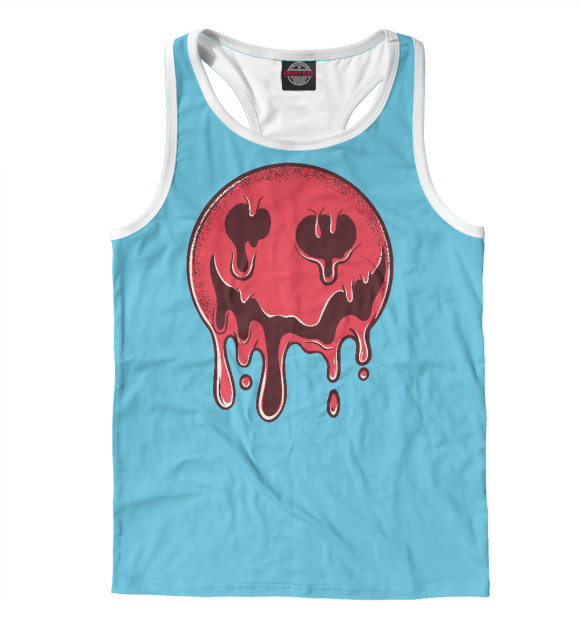 Мужская майка-борцовка с изображением Расплавленный смайлик цвета Белый