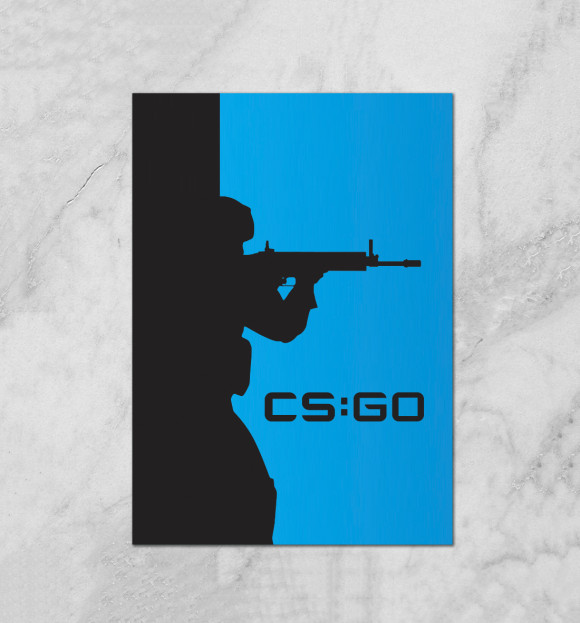 Плакат с изображением CS:GO Силуэт цвета Белый