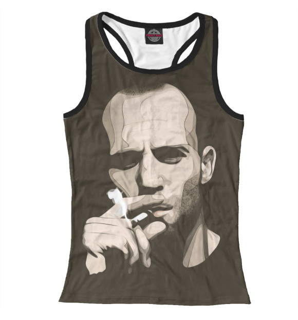 Женская майка-борцовка с изображением Jason Statham face цвета Белый