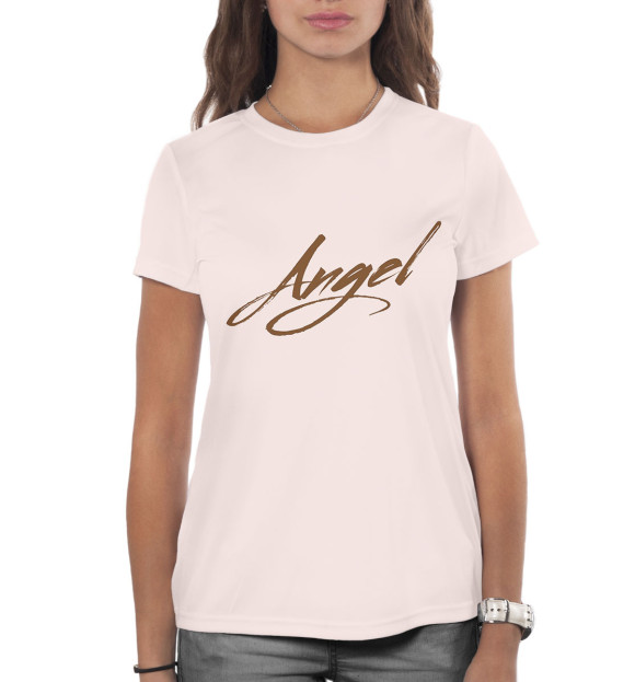Женская футболка с изображением Ангел цвета Белый