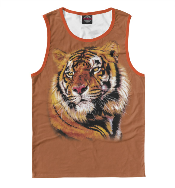 Мужская майка с изображением Тигр цвета Белый