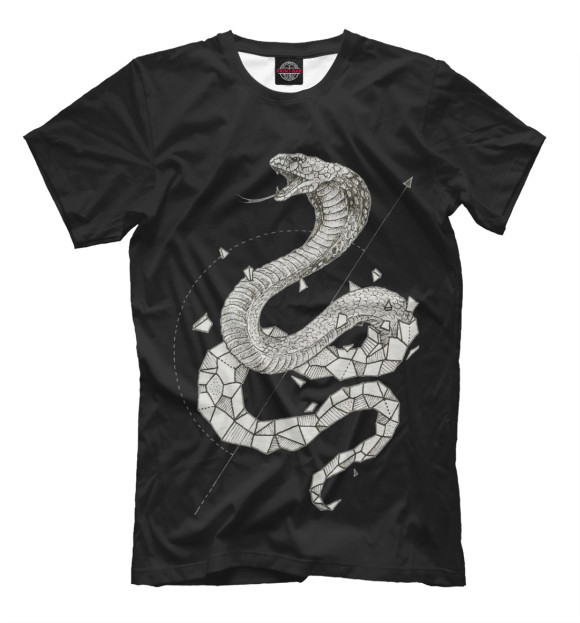 Мужская футболка с изображением Geometric dark snake цвета Черный