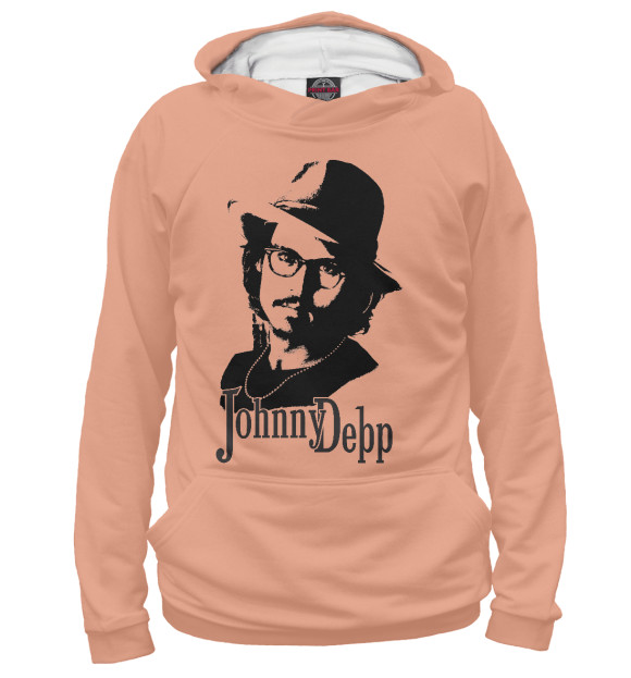 Мужское худи с изображением JOHNNY DEPP цвета Белый