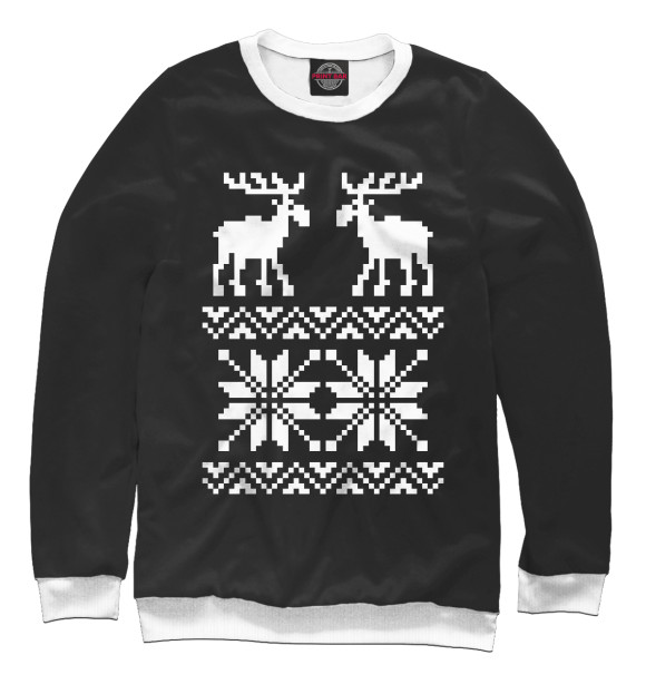 Мужской свитшот с притом Олени цвета Белый Мужской свитшот с изображением Олени цвета Белый