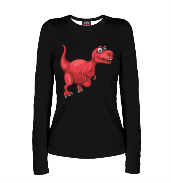 Женский лонгслив с изображением Динозавр цвета Белый