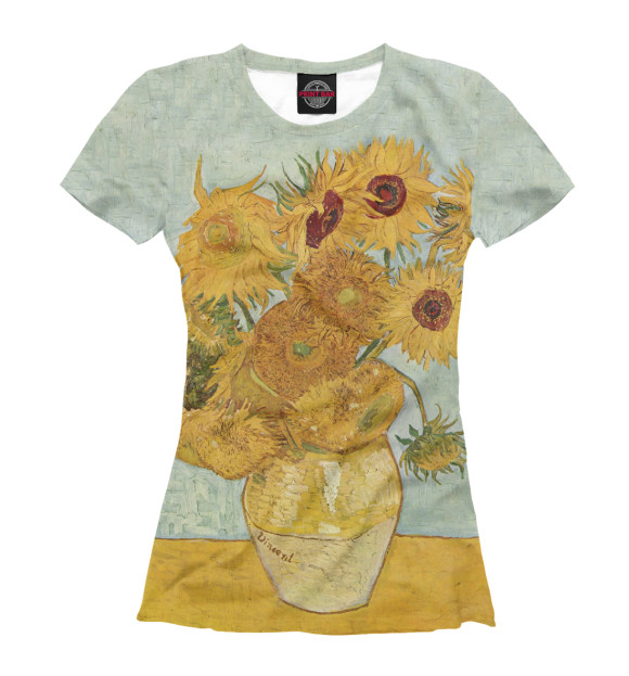 Женская футболка с изображением Подсолнухи цвета Белый