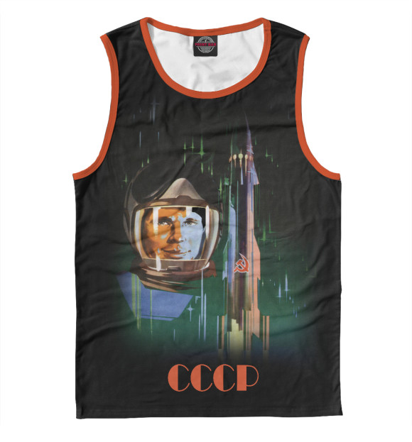 Мужская майка с изображением Юрий Гагарин цвета Белый