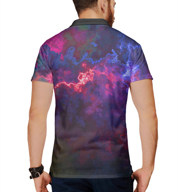 Мужское поло с изображением Молния цвета Белый