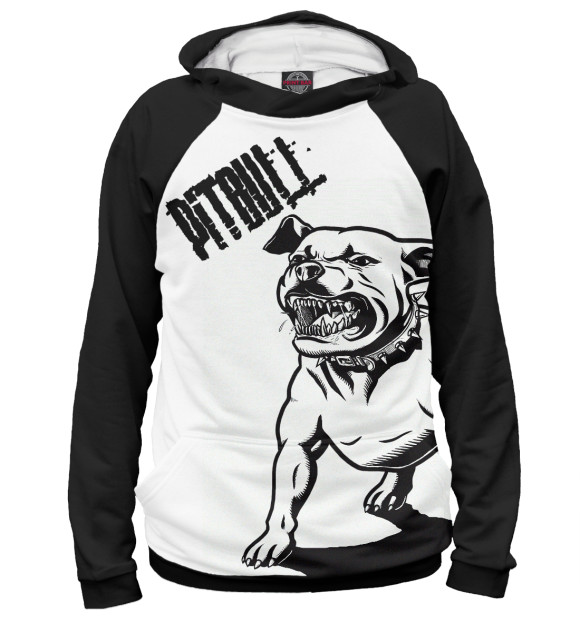 Женское худи с притом PITBULL цвета Белый Женское худи с изображением PITBULL цвета Белый
