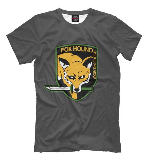 Мужская футболка с изображением FOXHOUND цвета Серый