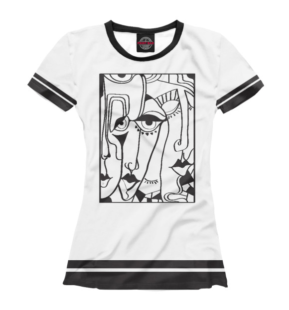 Футболка для девочек с изображением Abstract faces цвета Белый
