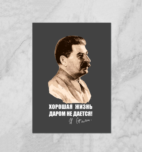 Плакат с изображением Хорошая жизнь даром не дается цвета Белый