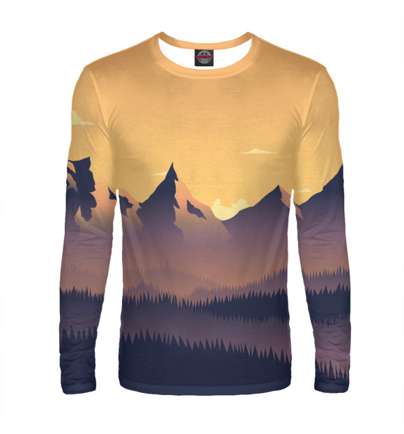 Мужской лонгслив с изображением Горы цвета Белый