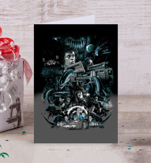 Открытка с изображением Alien цвета Белый