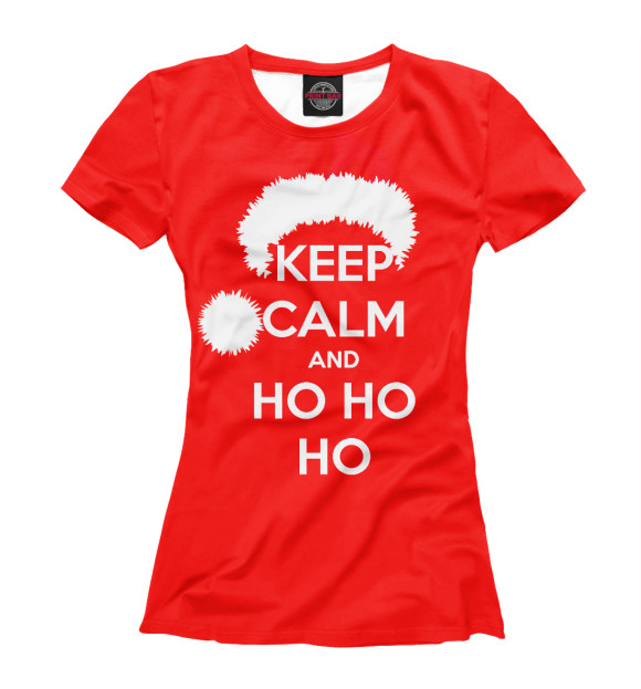 Женская футболка с изображением Keep calm and ho ho ho цвета Белый