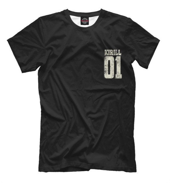 Мужская футболка с изображением Кирилл 01 цвета Черный