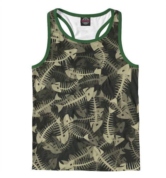 Мужская майка-борцовка с изображением Fish Bones цвета Белый