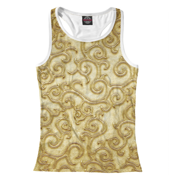 Женская майка-борцовка с изображением Золотые узоры цвета Белый