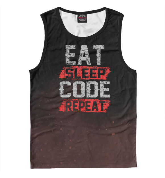 Майка для мальчика с изображением Eat sleep code repeat цвета Белый