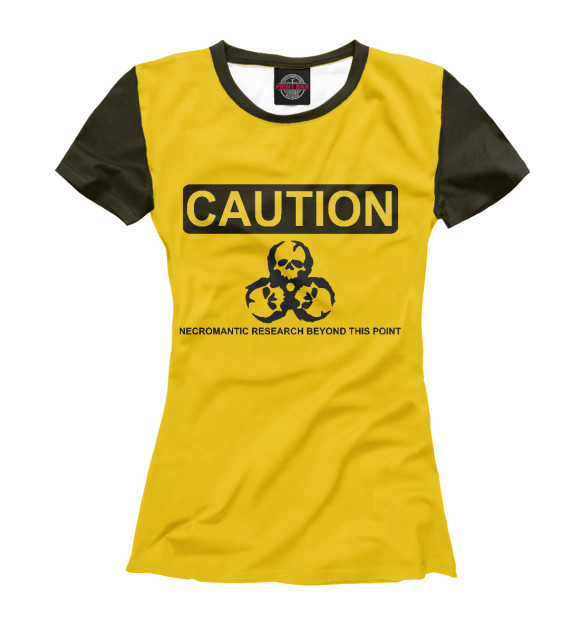 Женская футболка с изображением Caution цвета Белый